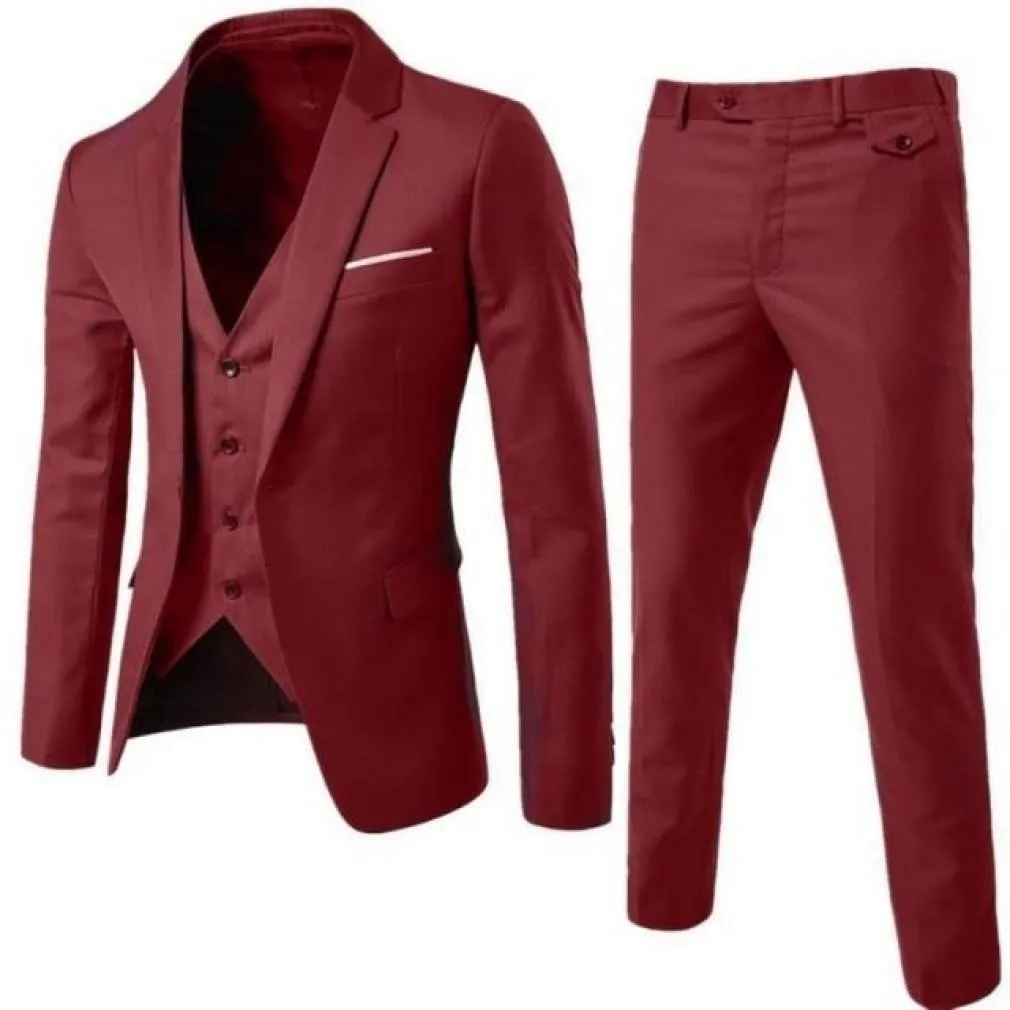 ContiNent 33 Men Spring 3 Pieces Classic Blazers Suit Sets Men Business Blazer  Vest  Pants Suits Sets Autumn Men Wedding Party Set