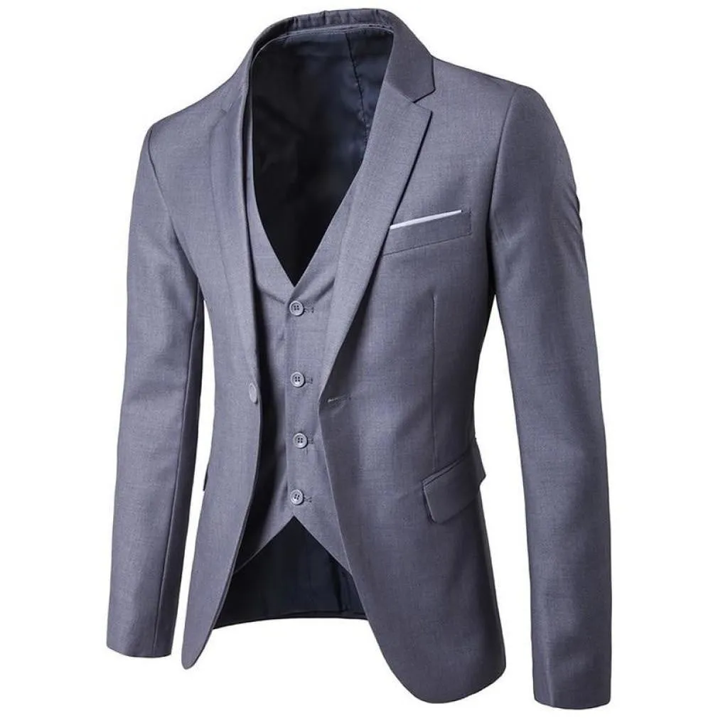 ContiNent 33 Men Spring 3 Pieces Classic Blazers Suit Sets Men Business Blazer  Vest  Pants Suits Sets Autumn Men Wedding Party Set