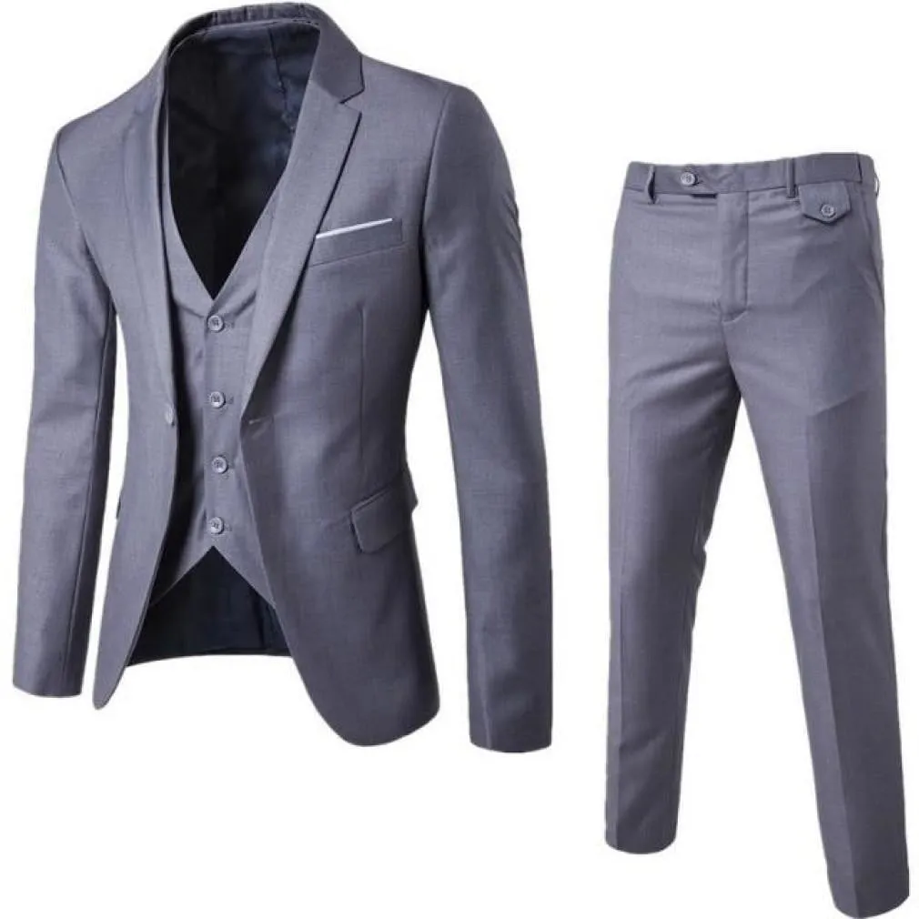ContiNent 33 Men Spring 3 Pieces Classic Blazers Suit Sets Men Business Blazer  Vest  Pants Suits Sets Autumn Men Wedding Party Set