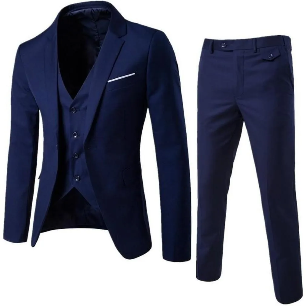 ContiNent 33 Men Spring 3 Pieces Classic Blazers Suit Sets Men Business Blazer  Vest  Pants Suits Sets Autumn Men Wedding Party Set