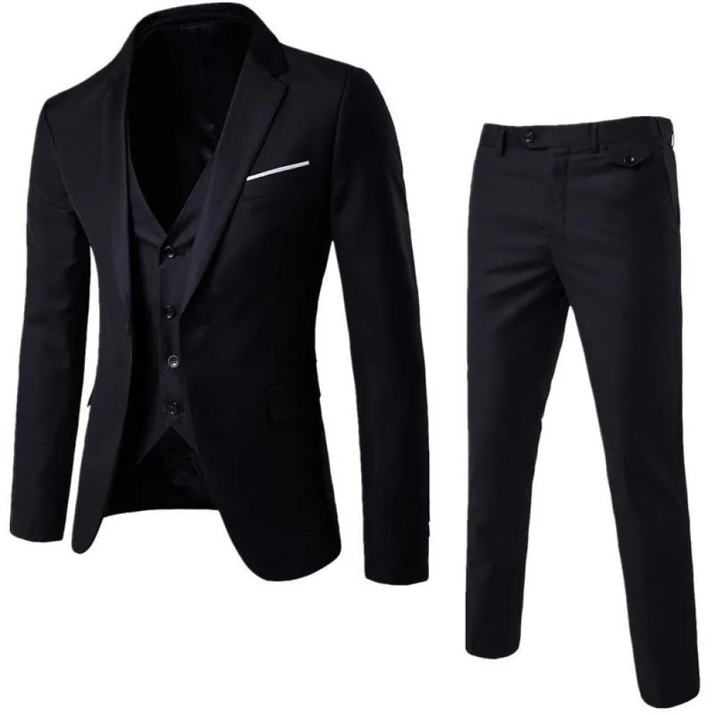ContiNent 33 Men Spring 3 Pieces Classic Blazers Suit Sets Men Business Blazer  Vest  Pants Suits Sets Autumn Men Wedding Party Set