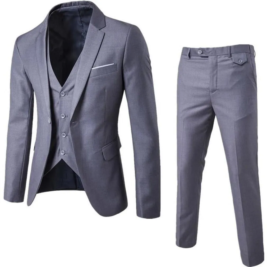 ContiNent 33 Men Spring 3 Pieces Classic Blazers Suit Sets Men Business Blazer  Vest  Pants Suits Sets Autumn Men Wedding Party Set