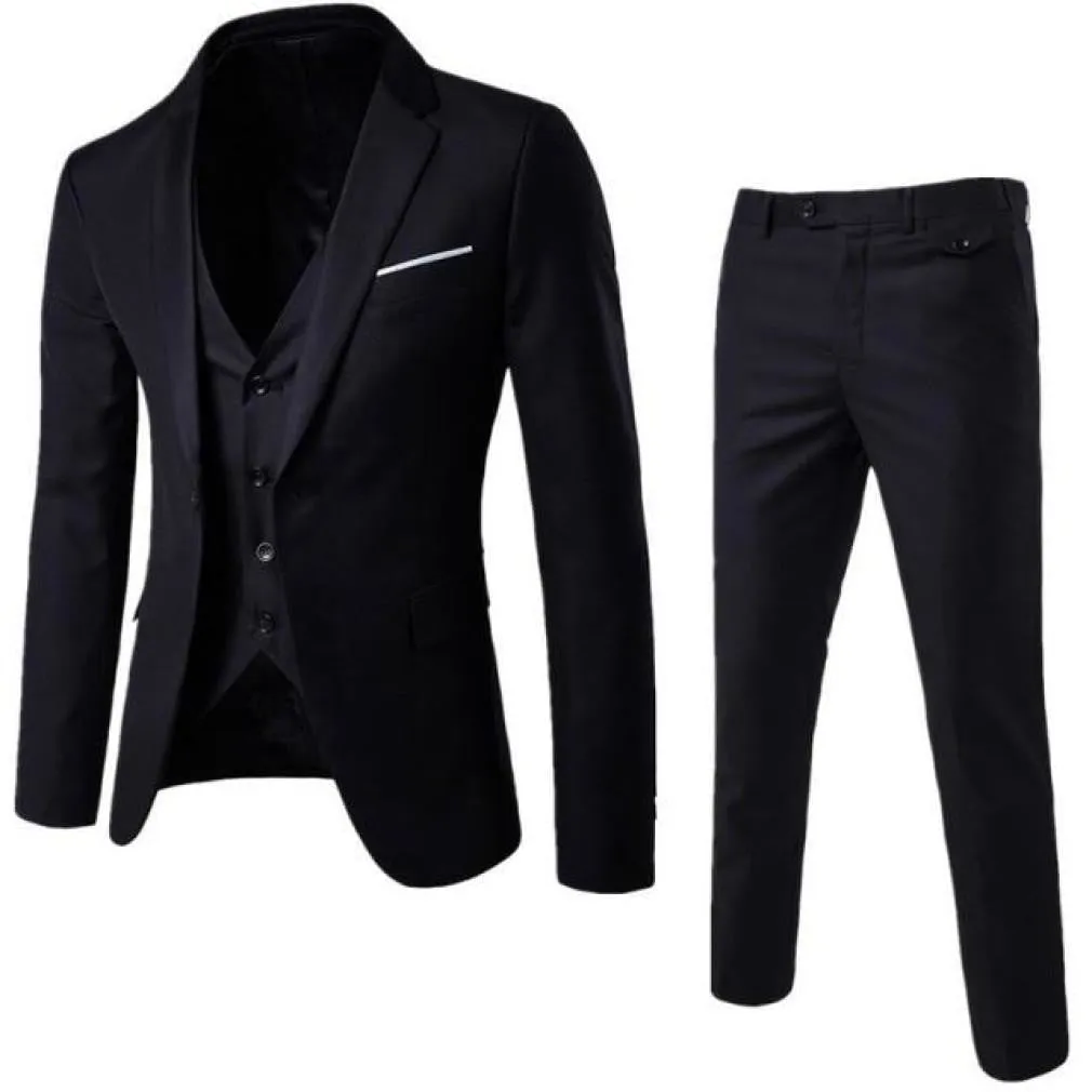 ContiNent 33 Men Spring 3 Pieces Classic Blazers Suit Sets Men Business Blazer  Vest  Pants Suits Sets Autumn Men Wedding Party Set