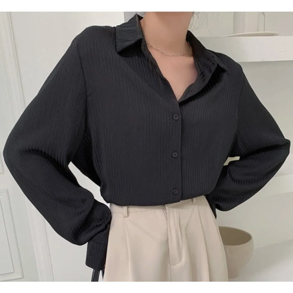ContiNent 33 Office Ladies Striped Women Blouses Tops Full Sleeve Loose Women Shirts Elegant Spring Blusas Mujer
