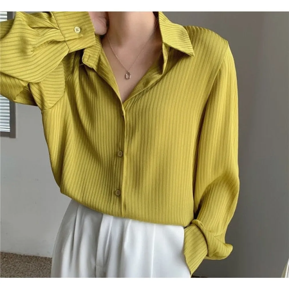 ContiNent 33 Office Ladies Striped Women Blouses Tops Full Sleeve Loose Women Shirts Elegant Spring Blusas Mujer