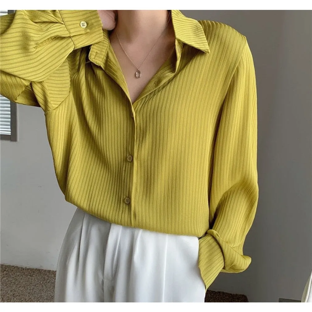 ContiNent 33 Office Ladies Striped Women Blouses Tops Full Sleeve Loose Women Shirts Elegant Spring Blusas Mujer