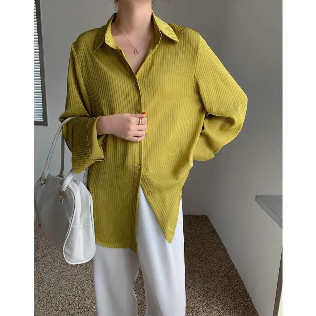 ContiNent 33 Office Ladies Striped Women Blouses Tops Full Sleeve Loose Women Shirts Elegant Spring Blusas Mujer