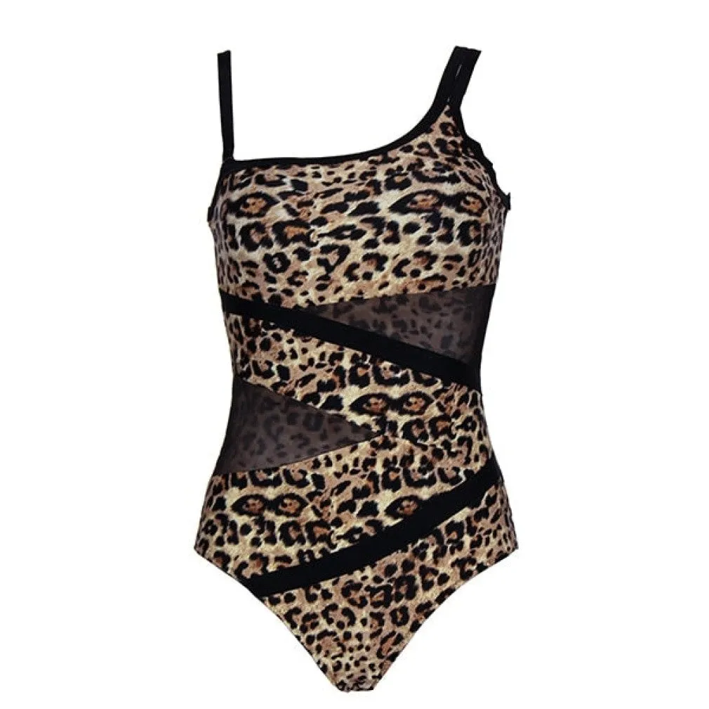 ContiNent 33 Sexy One Shoulder One Piece Swimsuit Off Shoulder Mesh Patchwork Swimwear Bodysuit Bathing Suit Monokini