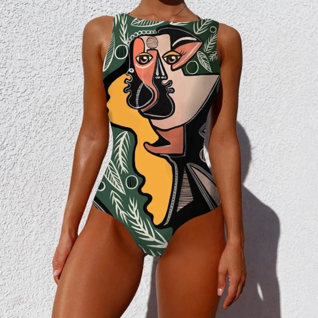 ContiNent 33 Sexy Print One Piece Swimsuit Closed Large Size Swimwear Push Up Women Flower Vintage Body Swim Beach Pool Bathing Suit