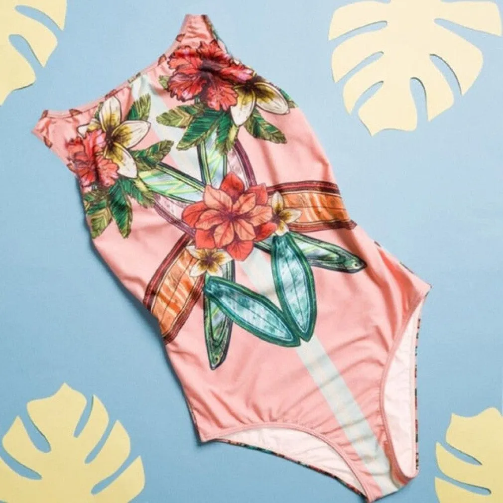 ContiNent 33 Sexy Print One Piece Swimsuit Closed Large Size Swimwear Push Up Women Flower Vintage Body Swim Beach Pool Bathing Suit