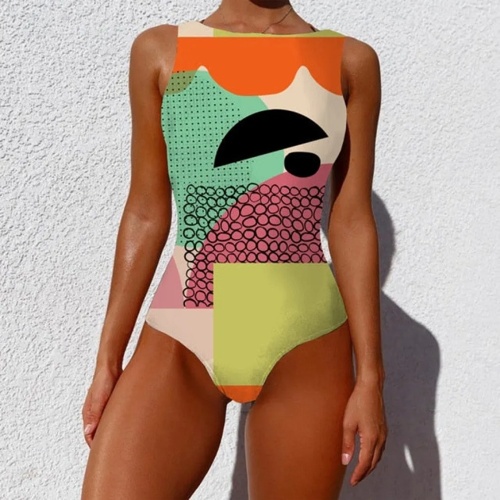 ContiNent 33 Sexy Print One Piece Swimsuit Closed Large Size Swimwear Push Up Women Flower Vintage Body Swim Beach Pool Bathing Suit
