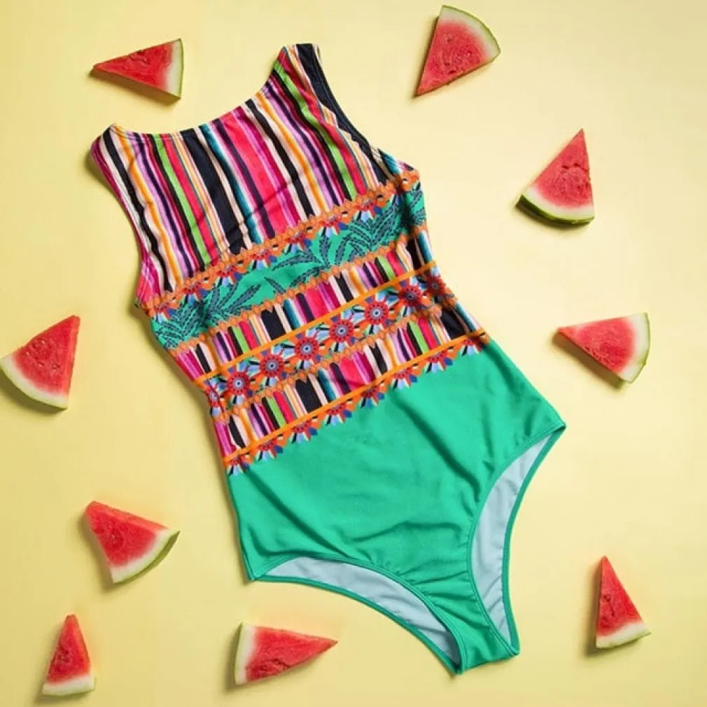 ContiNent 33 Sexy Print One Piece Swimsuit Closed Large Size Swimwear Push Up Women Flower Vintage Body Swim Beach Pool Bathing Suit