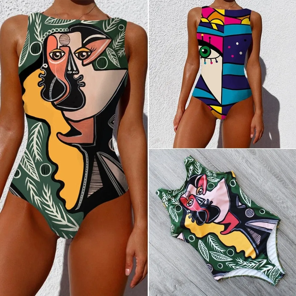 ContiNent 33 Sexy Print One Piece Swimsuit Closed Large Size Swimwear Push Up Women Flower Vintage Body Swim Beach Pool Bathing Suit