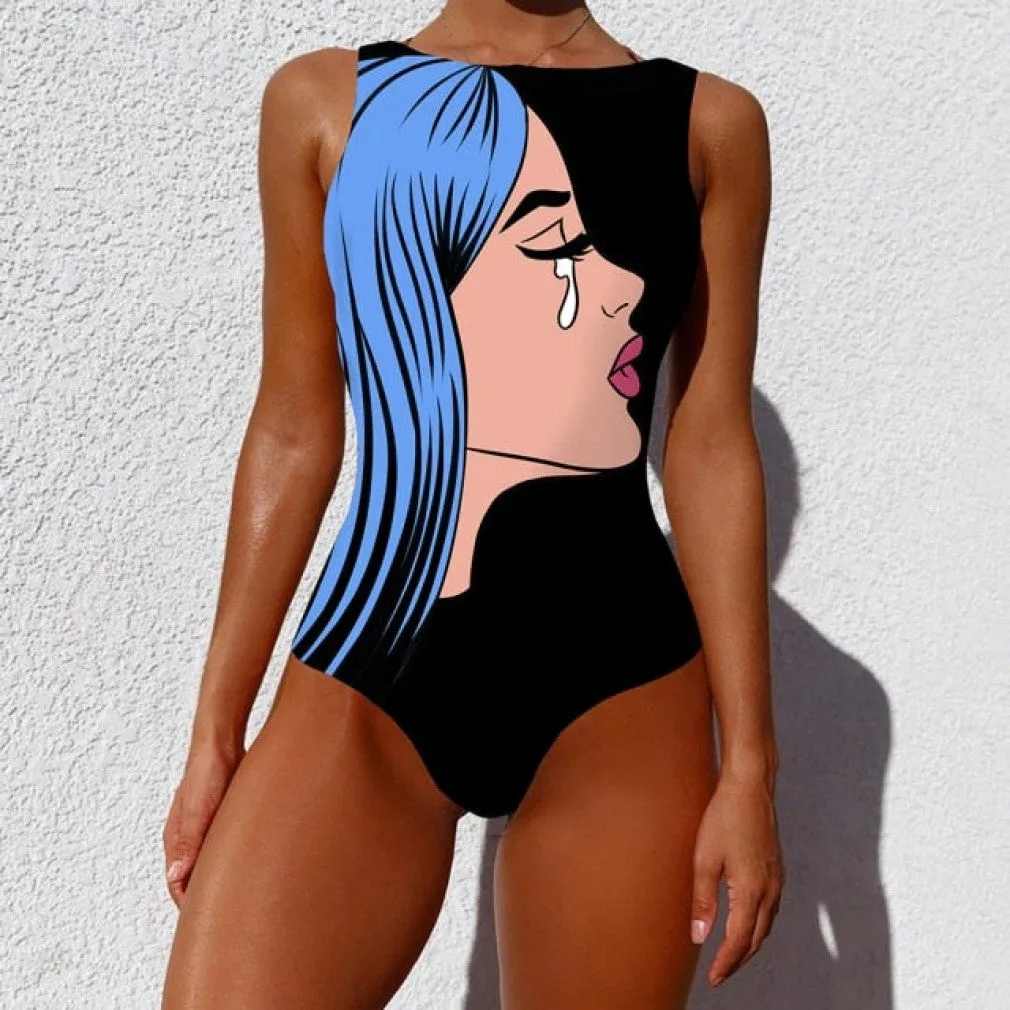 ContiNent 33 Sexy Print One Piece Swimsuit Closed Large Size Swimwear Push Up Women Flower Vintage Body Swim Beach Pool Bathing Suit