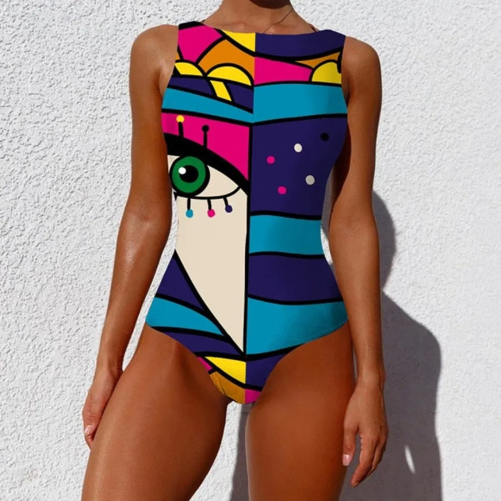 ContiNent 33 Sexy Print One Piece Swimsuit Closed Large Size Swimwear Push Up Women Flower Vintage Body Swim Beach Pool Bathing Suit