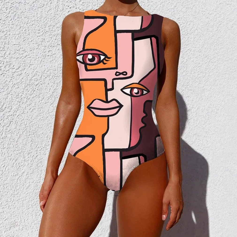 ContiNent 33 Sexy Print One Piece Swimsuit Closed Large Size Swimwear Push Up Women Flower Vintage Body Swim Beach Pool Bathing Suit