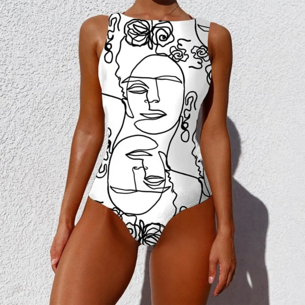 ContiNent 33 Sexy Print One Piece Swimsuit Closed Large Size Swimwear Push Up Women Flower Vintage Body Swim Beach Pool Bathing Suit