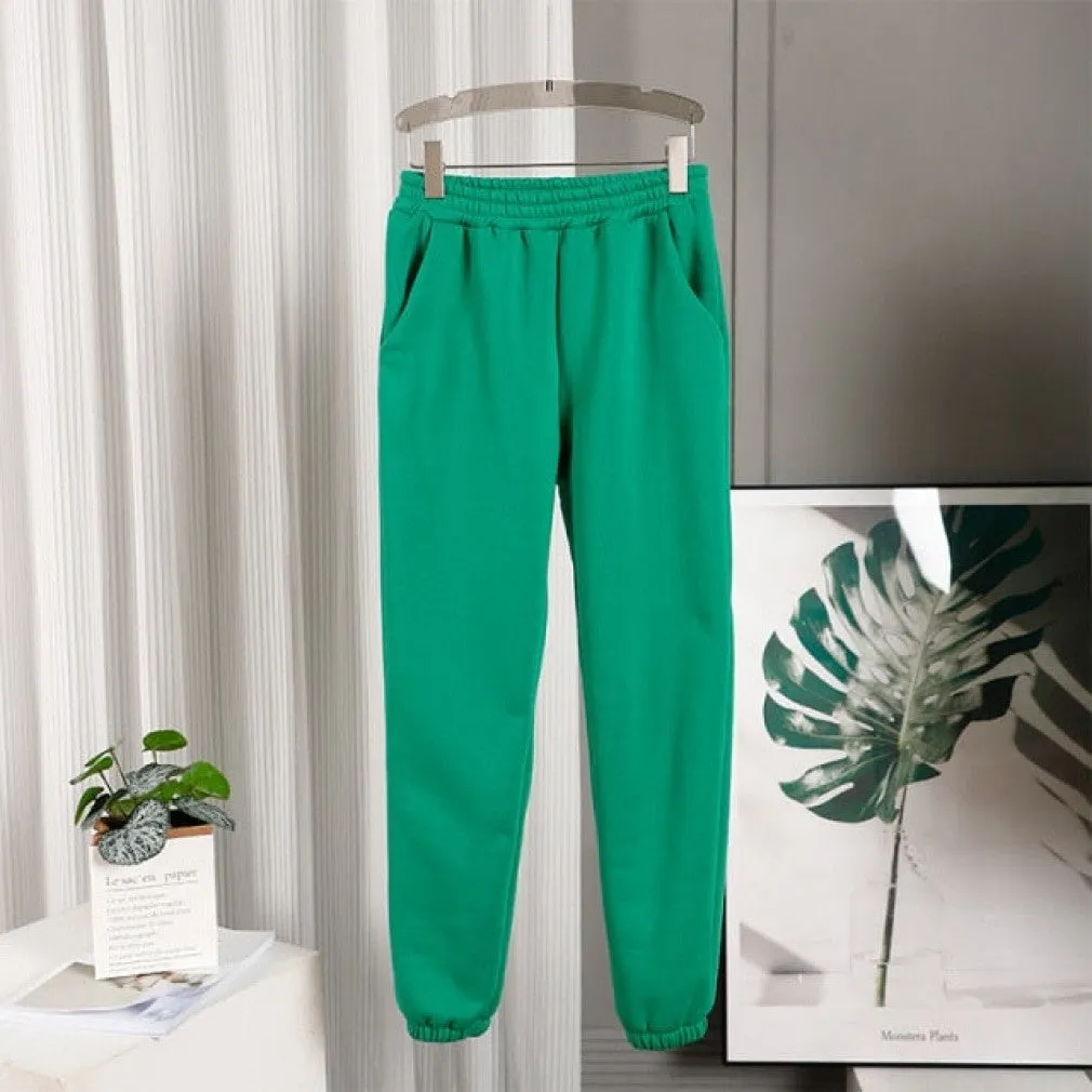 ContiNent 33 Women Solid Fleece Tracksuit And Hooded Jogger Pants Two Piece Set Autumn Winter Female Oversized Casual Sportswear Suit