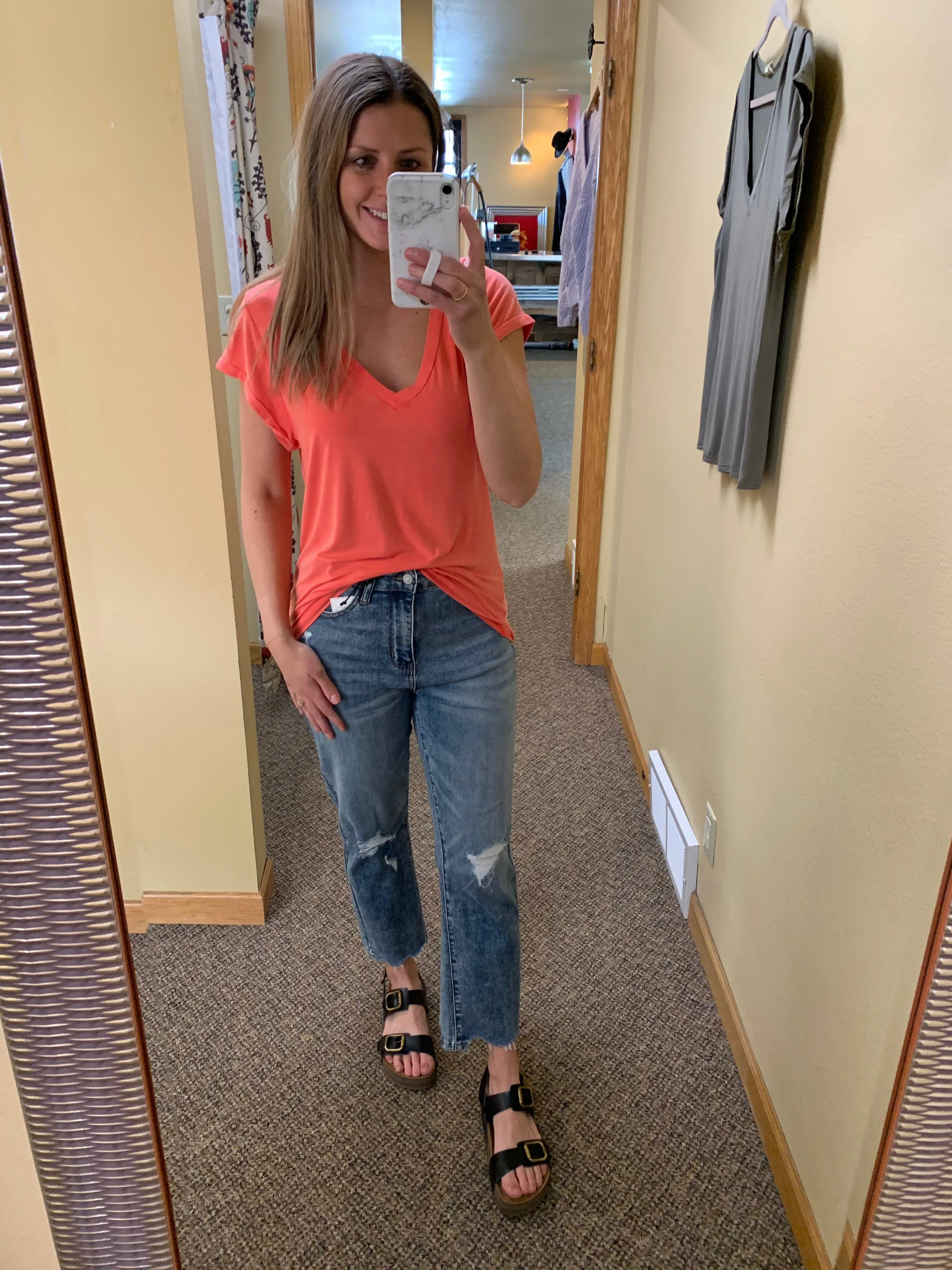 coral favorite v-neck tee