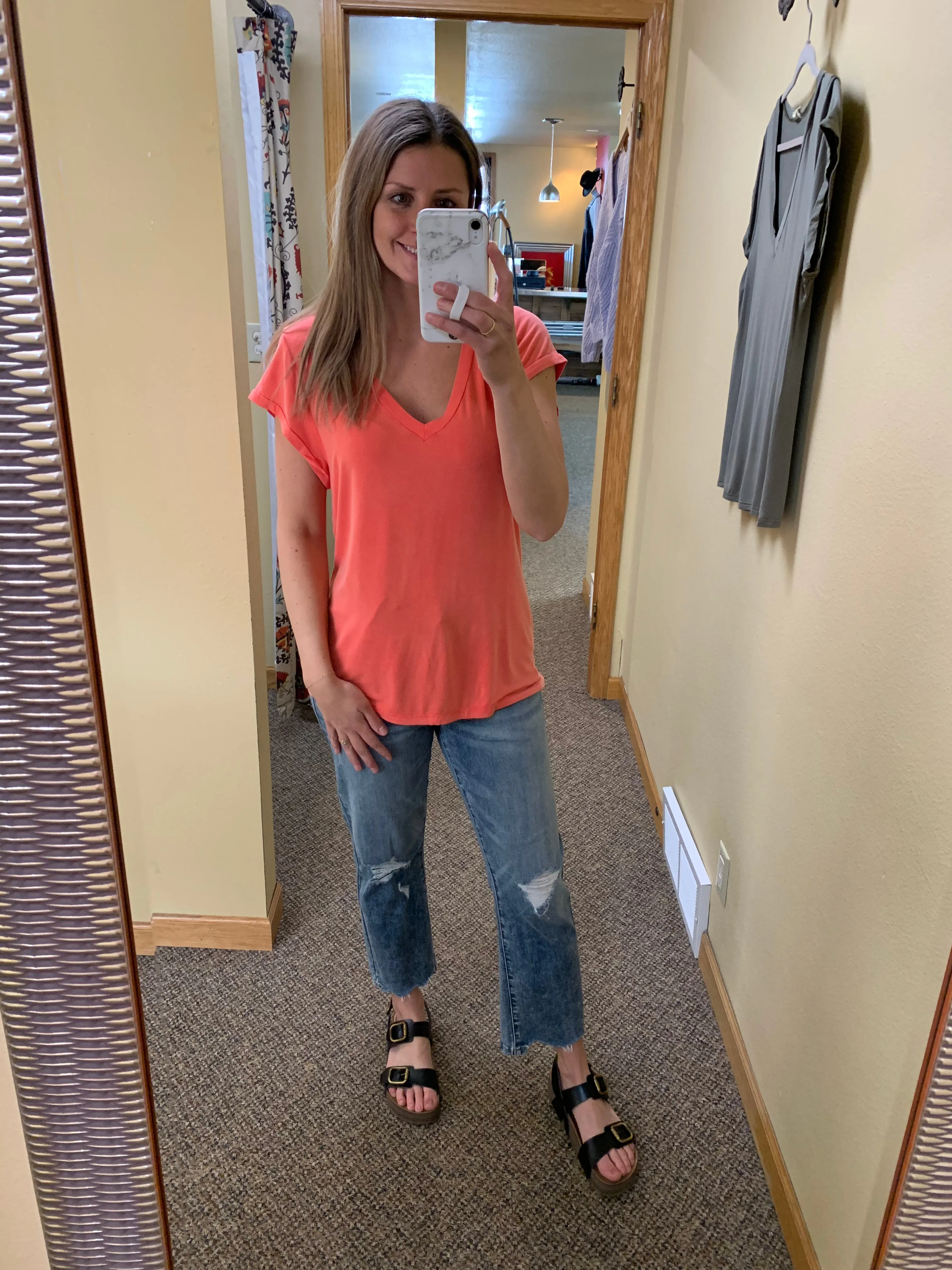 coral favorite v-neck tee
