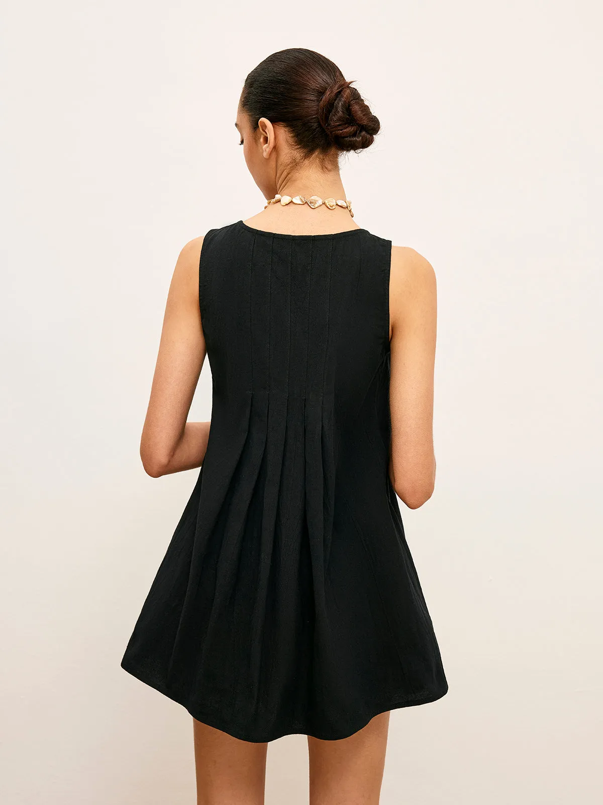 Cotton & Linen Pleated Button-Up Top