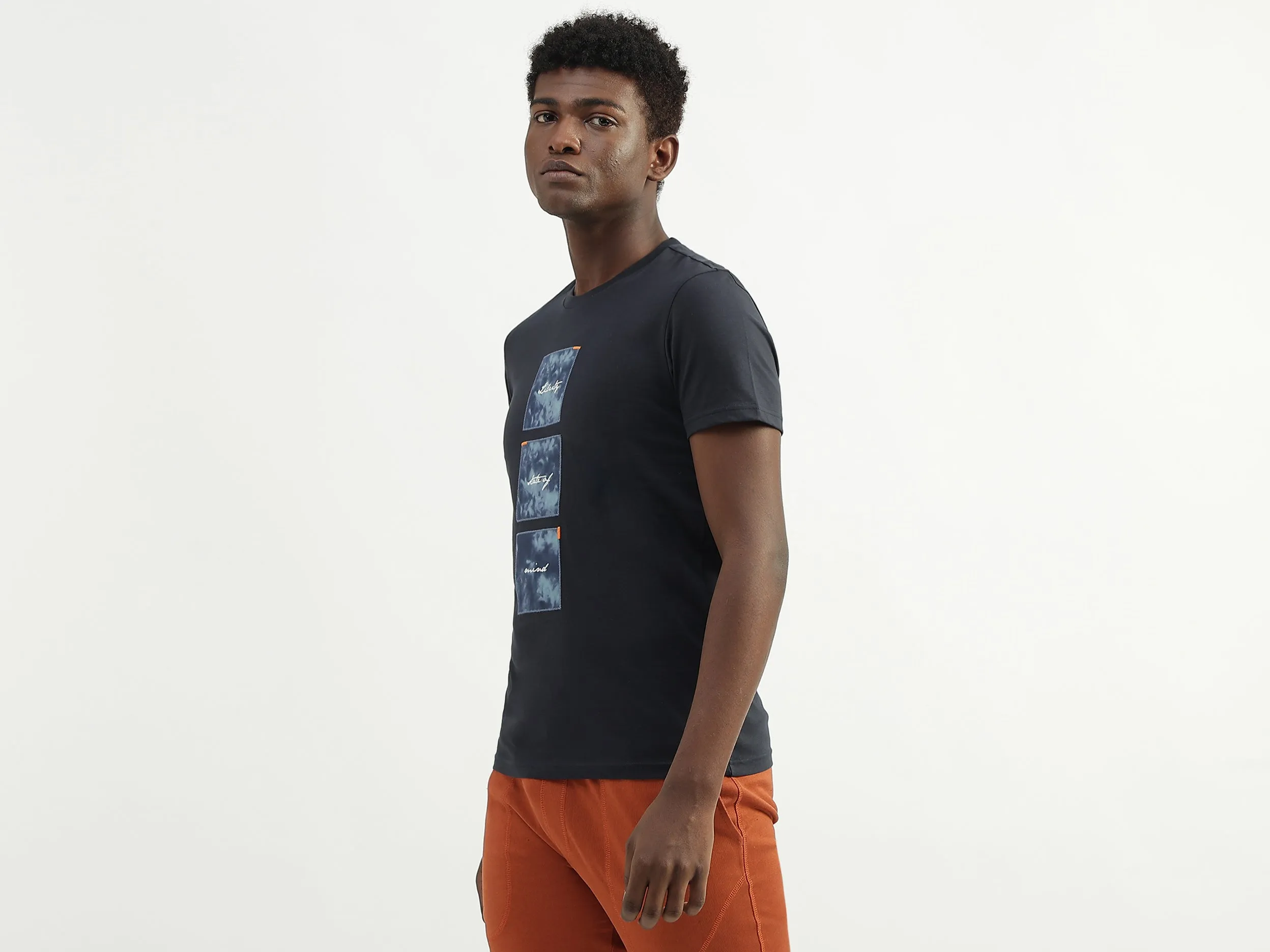 Cotton Printed Round Neck Mens T-shirts