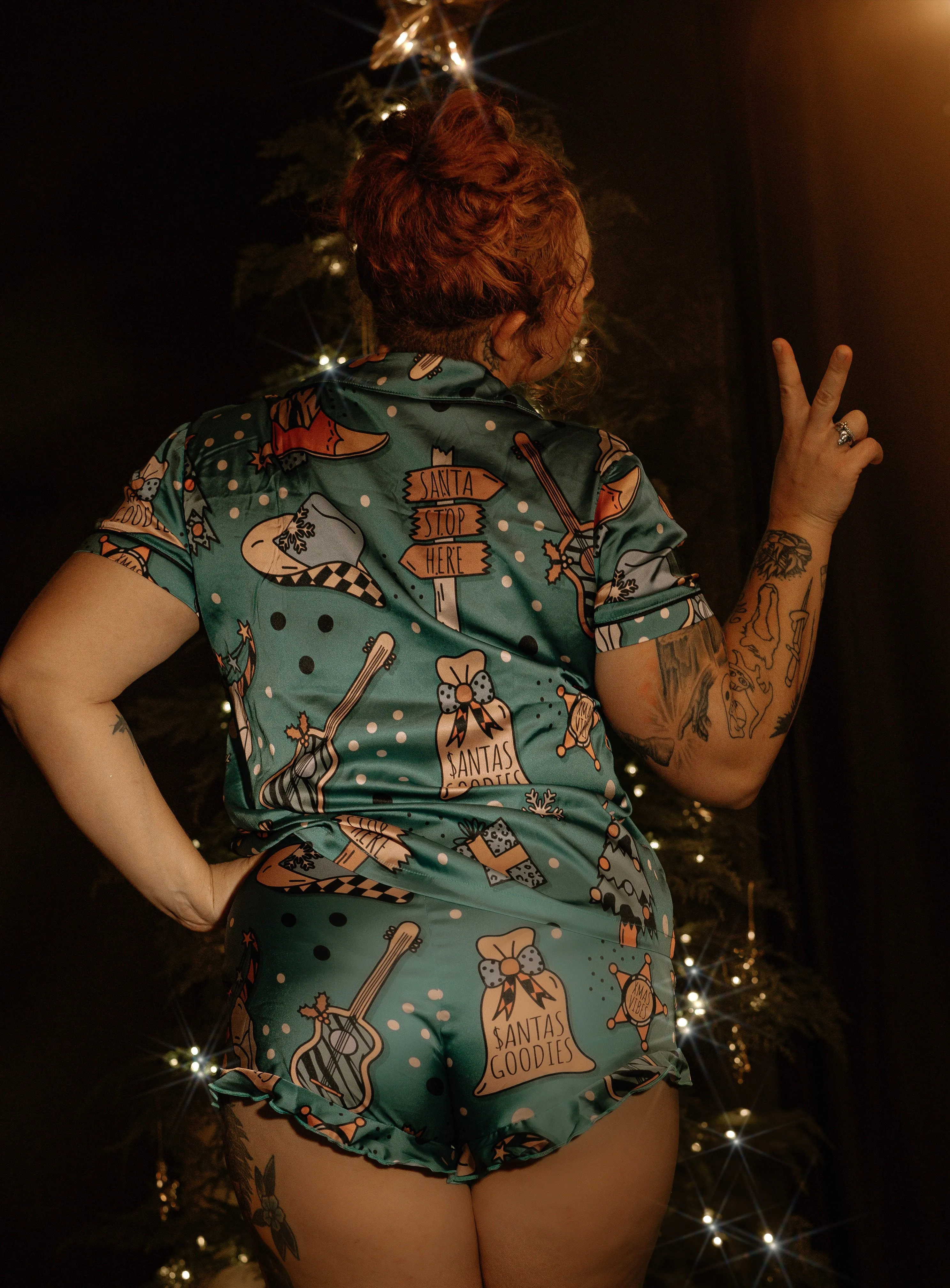 Cowboy Christmas Silky Pajama Set