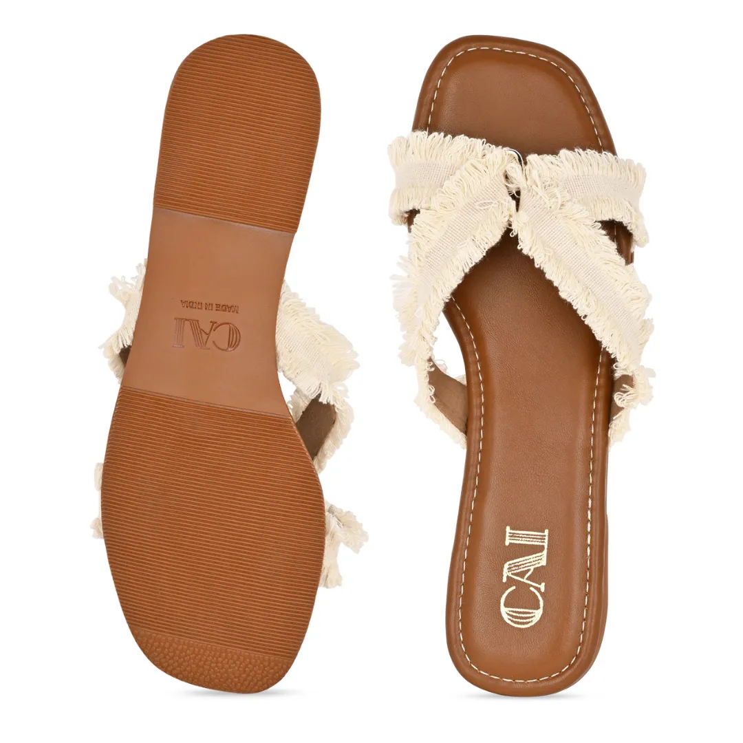 Cream Lacy Flats