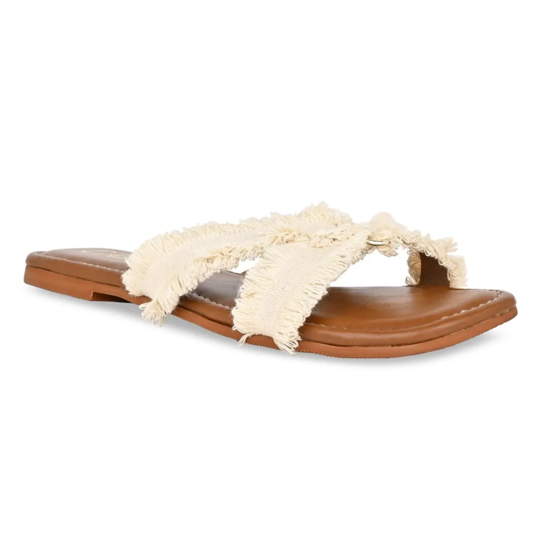 Cream Lacy Flats