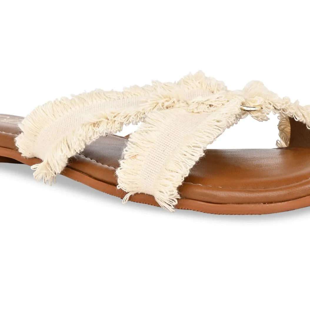 Cream Lacy Flats