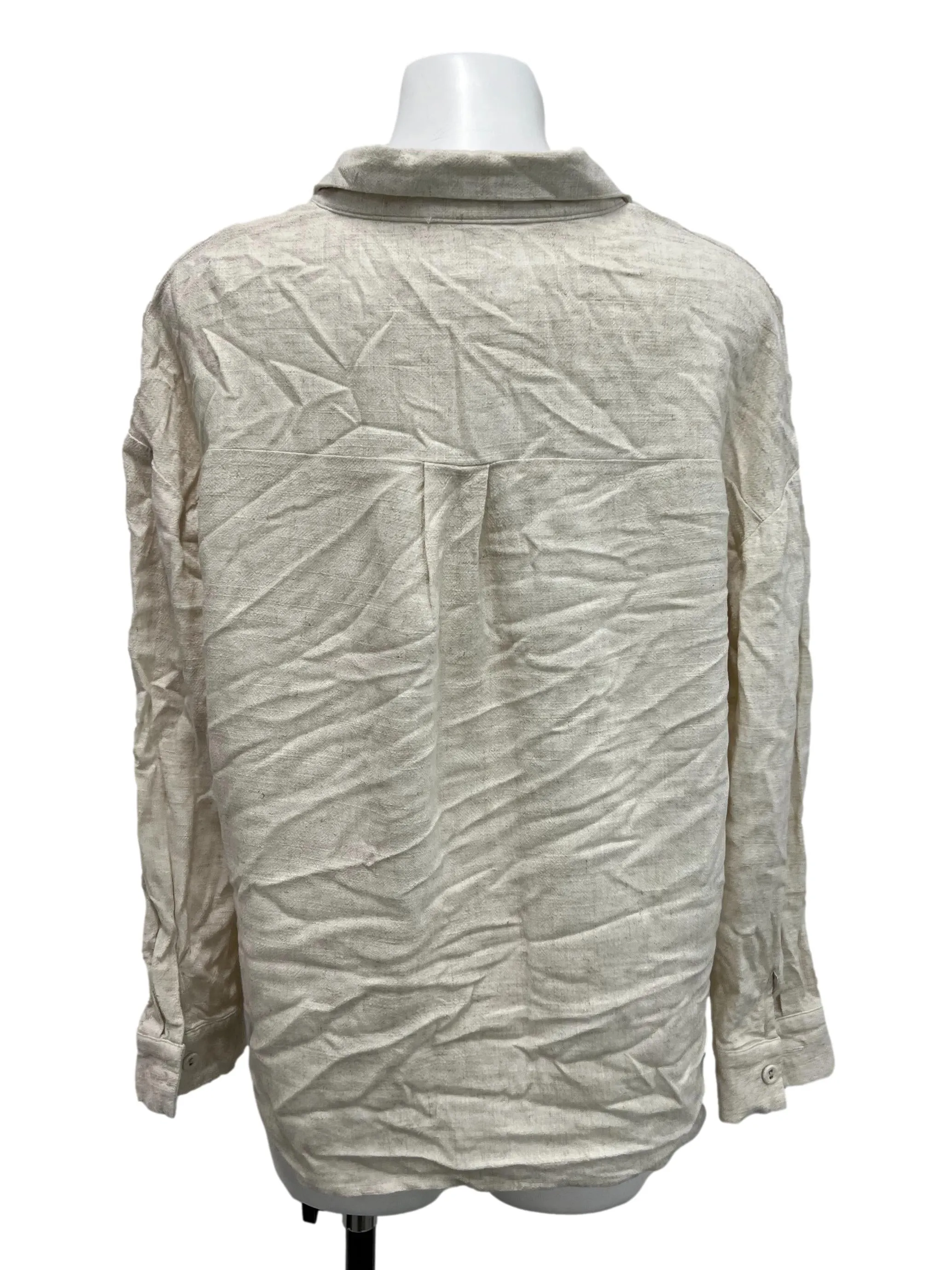 Cream Linen Button Top