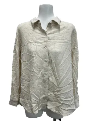 Cream Linen Button Top