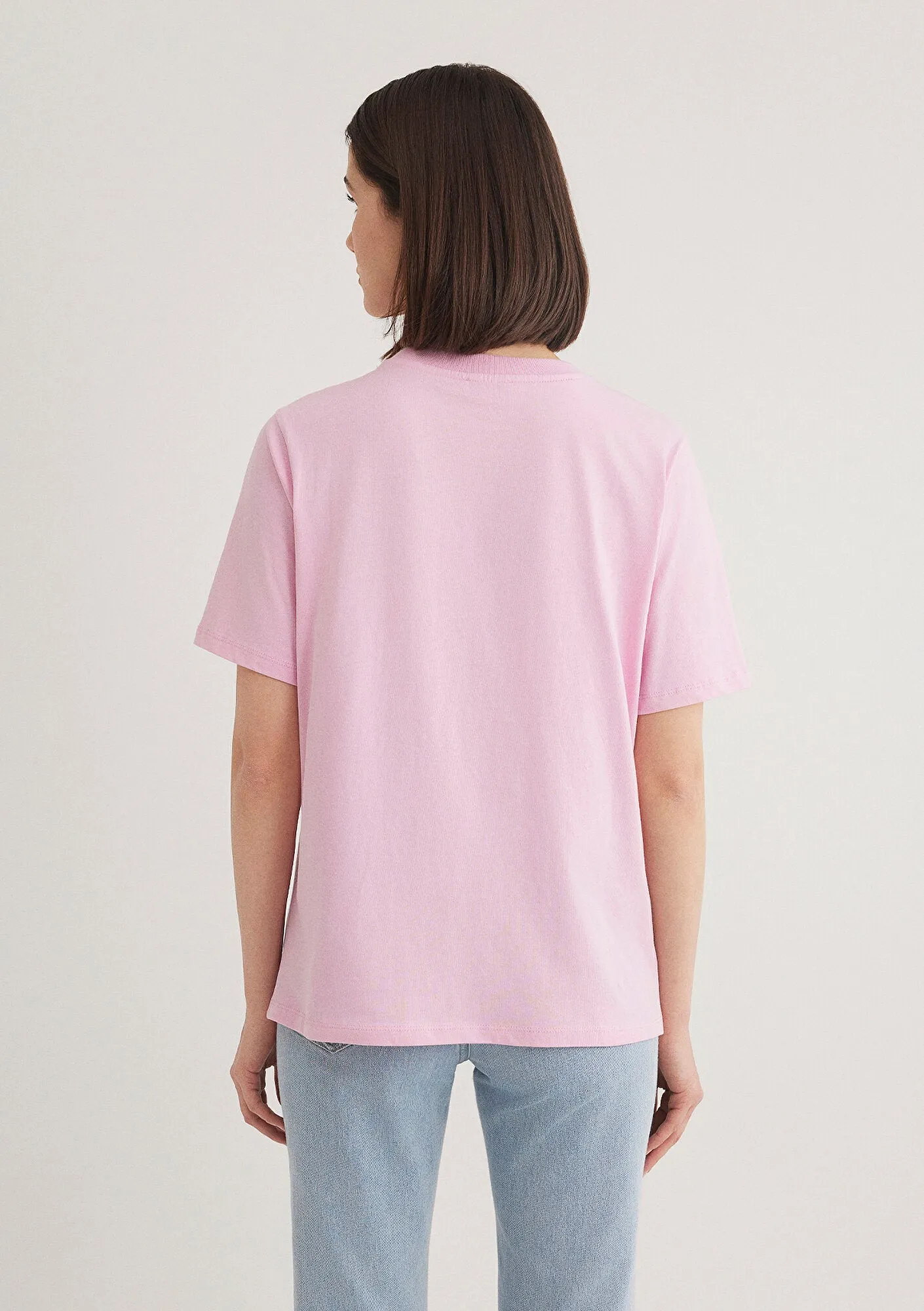 Crew Neck Pink Basic T-Shirt