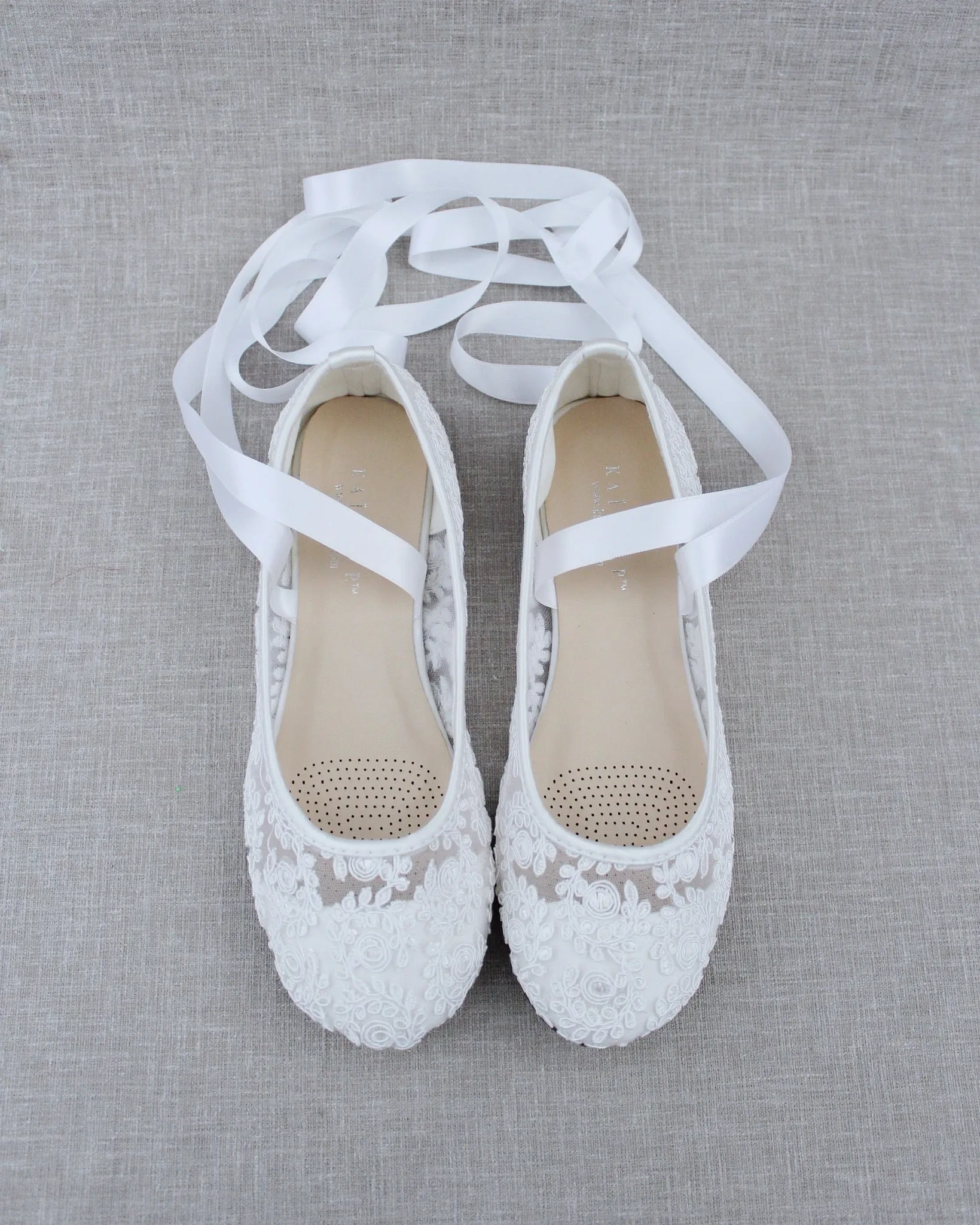 Crochet Lace Flats with Ballerina Lace Up