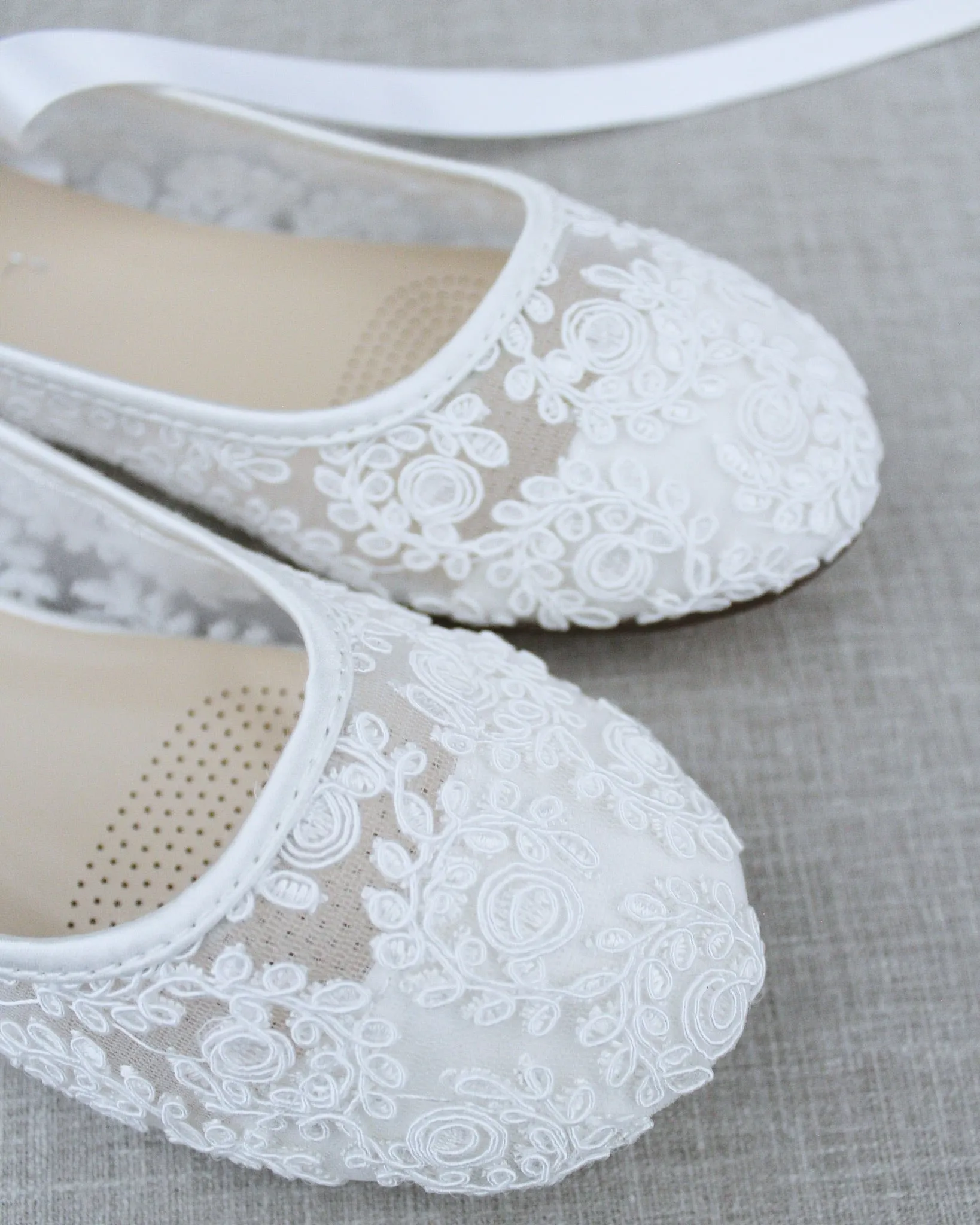 Crochet Lace Flats with Ballerina Lace Up