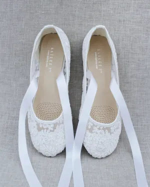 Crochet Lace Flats with Ballerina Lace Up