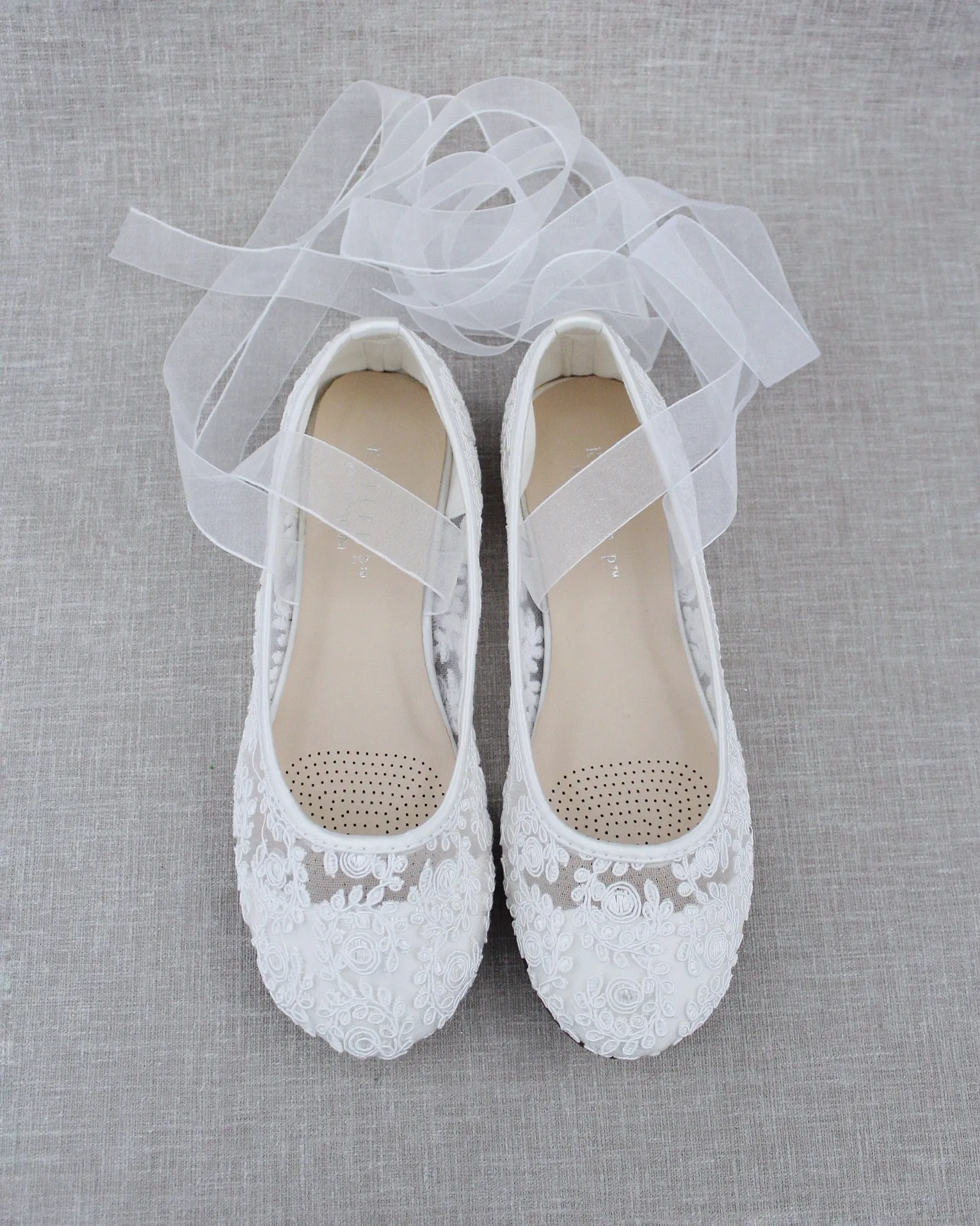Crochet Lace Flats with Ballerina Lace Up
