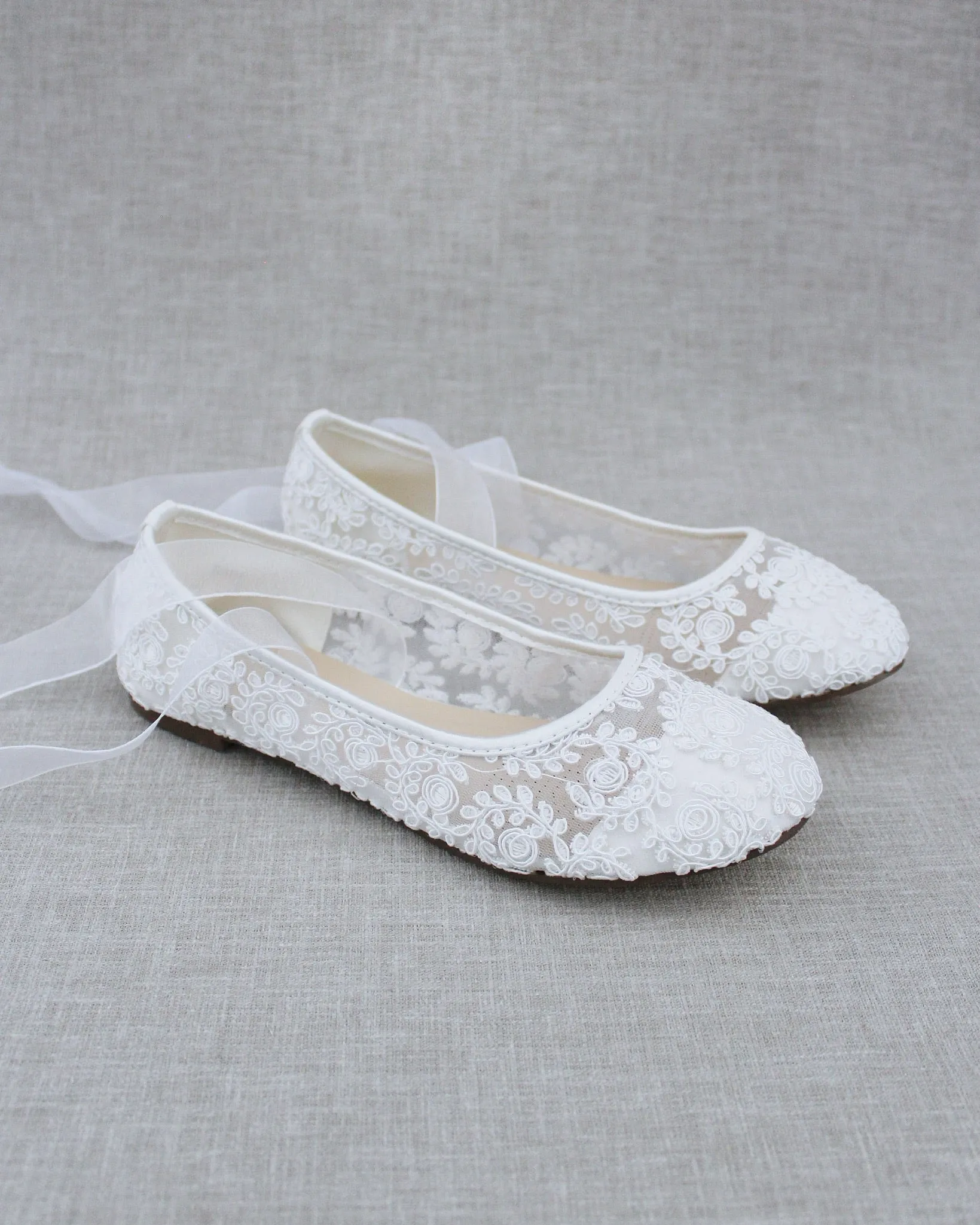 Crochet Lace Flats with Ballerina Lace Up