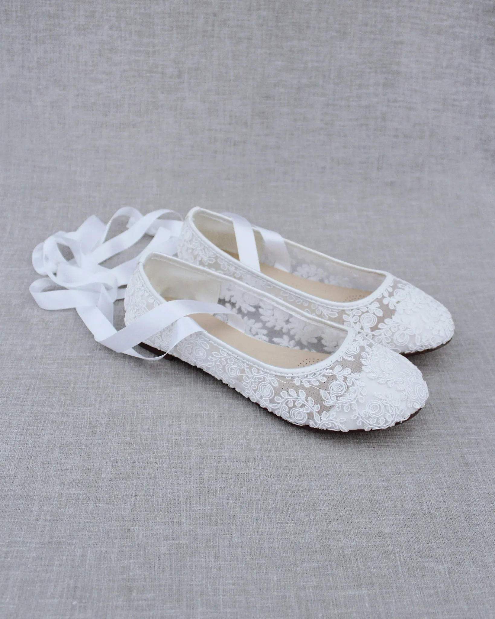 Crochet Lace Flats with Ballerina Lace Up