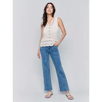 Crochet Vest Top-Natural