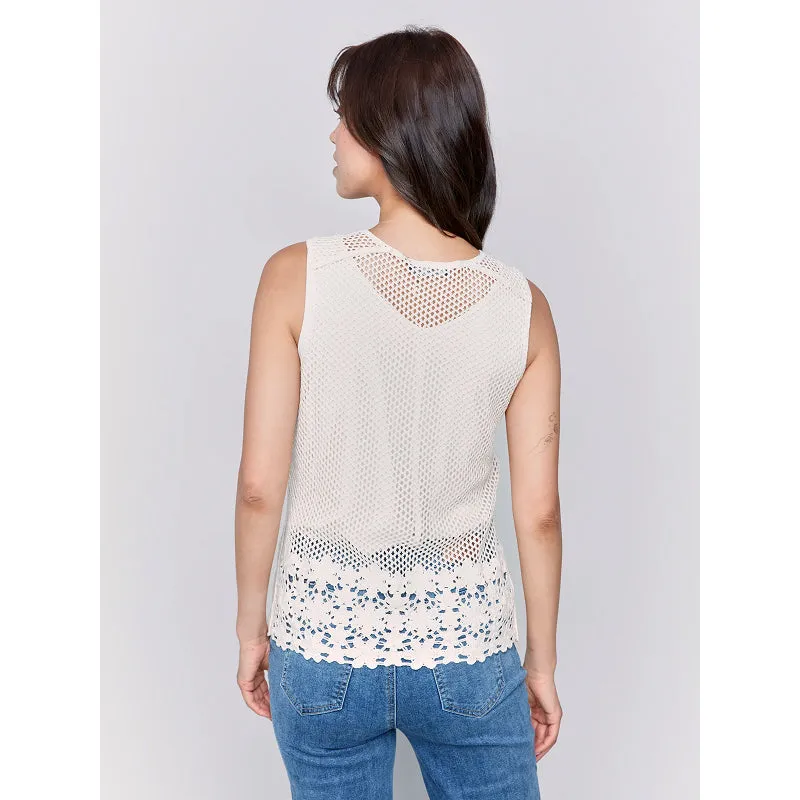 Crochet Vest Top-Natural