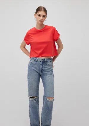 Crop White Basic T-Shirt