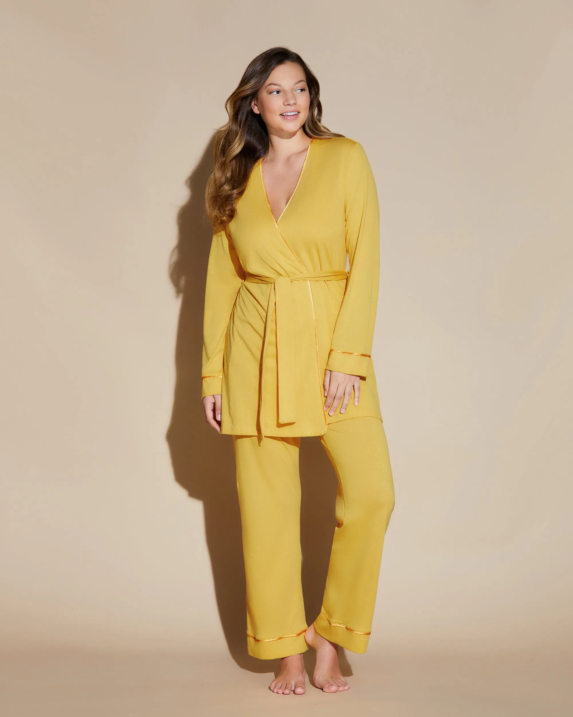 Curvy 3 Piece Pajama Set With Robe