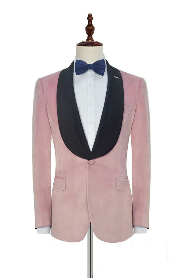 Custom design Pink Wedding Tuxedos Black Silk Shawl Lapel Marriage Suits for Men