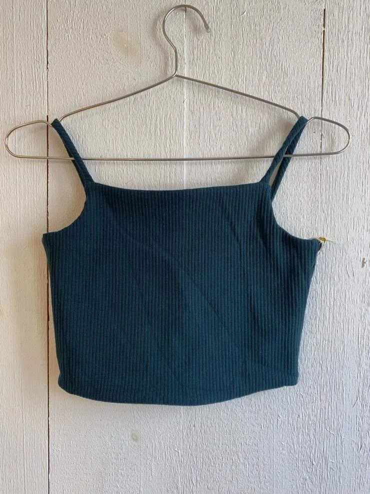 Deadstock Emerald Green Ribbed Crop Tank/Bra