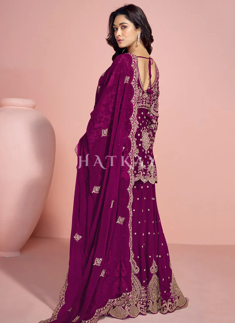 Deep Plum Gerogette Sharara Suit