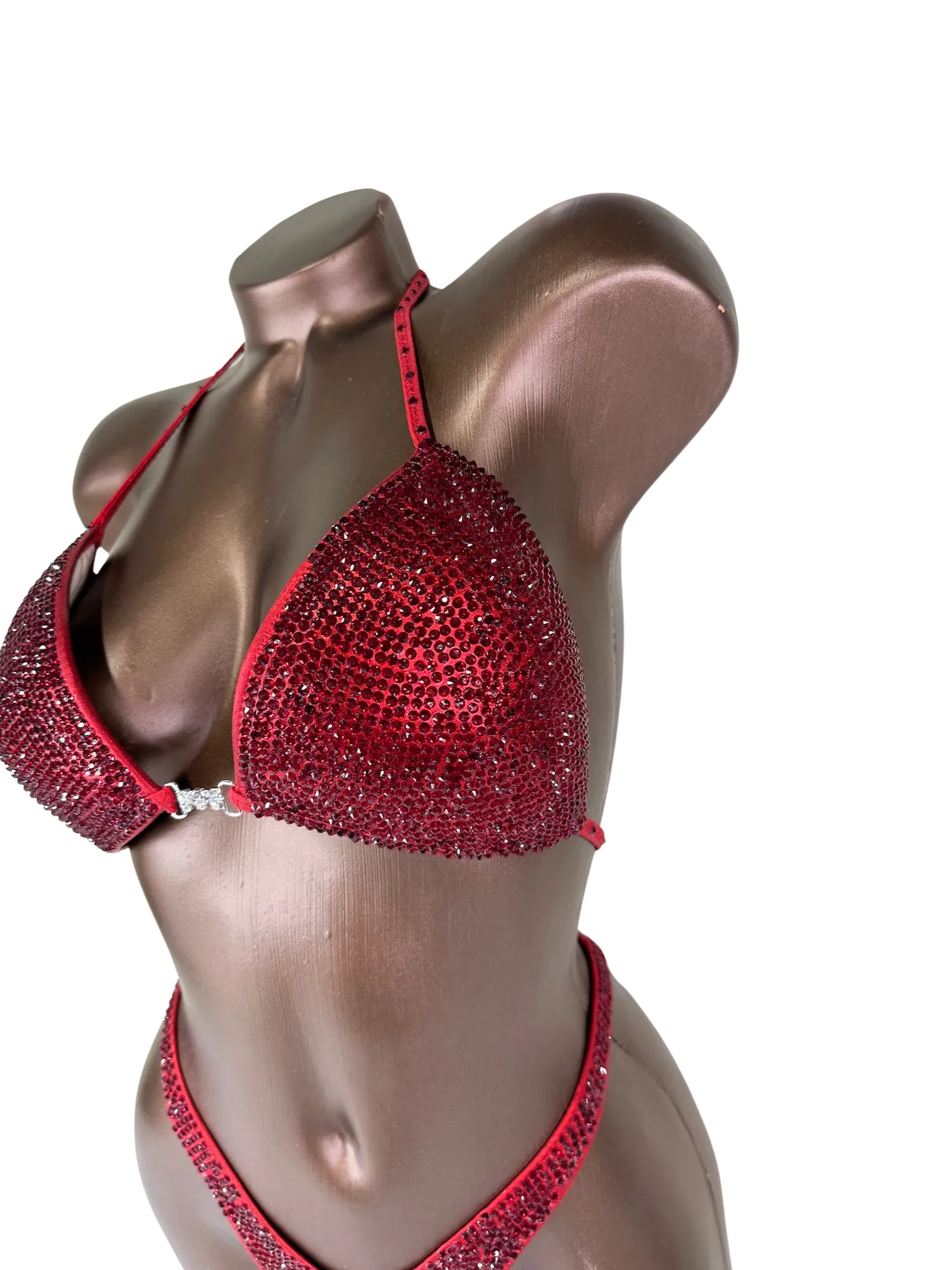 Deep Red Metallic Figure Competition Suit