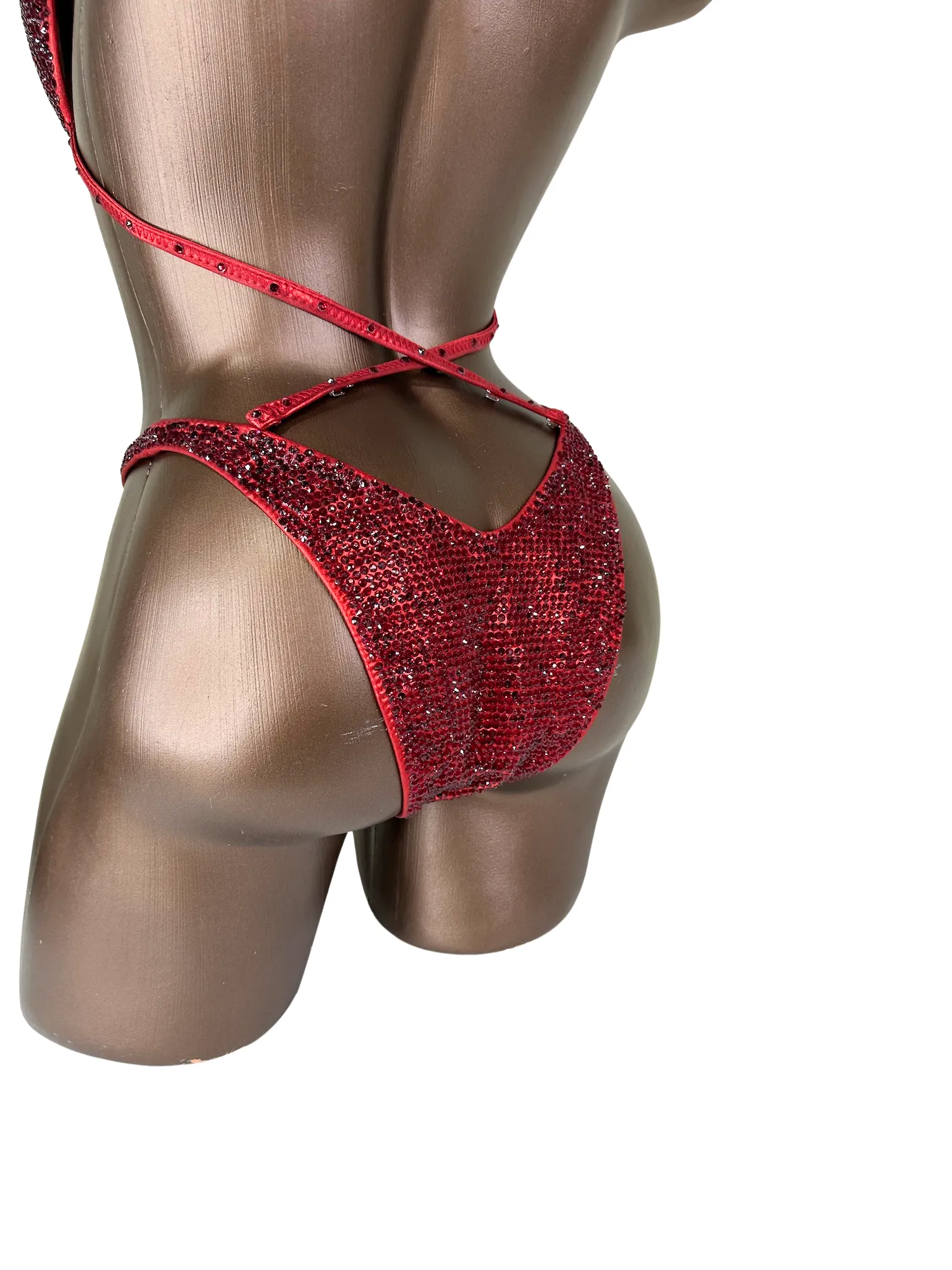Deep Red Metallic Figure Competition Suit