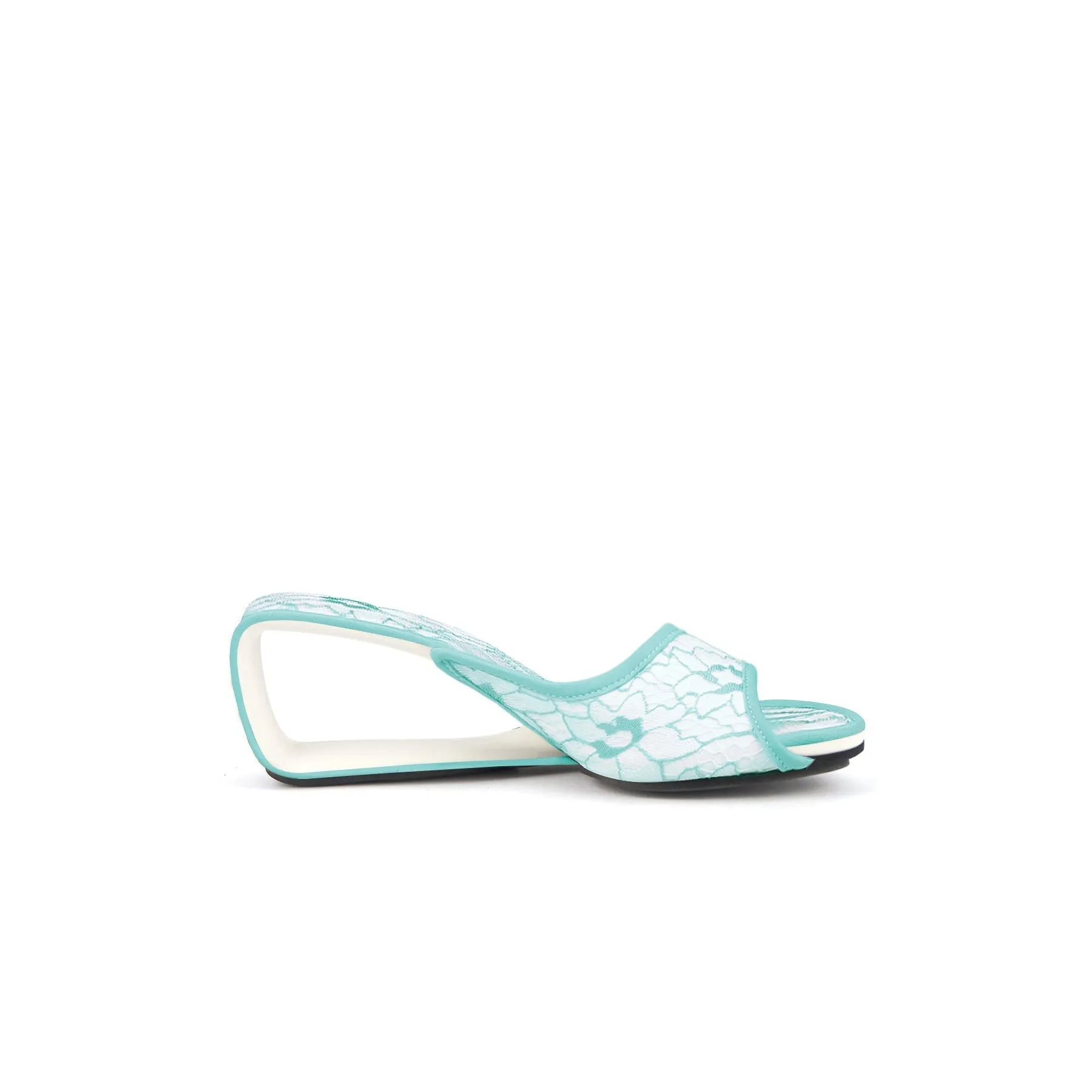 Delicate Balance Lace Mesh Leather Slide - Blue