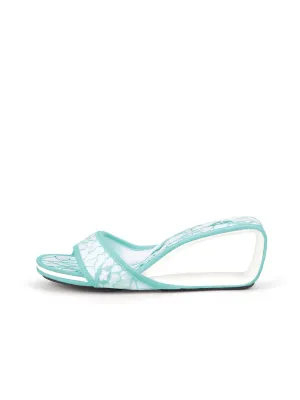 Delicate Balance Lace Mesh Leather Slide - Blue